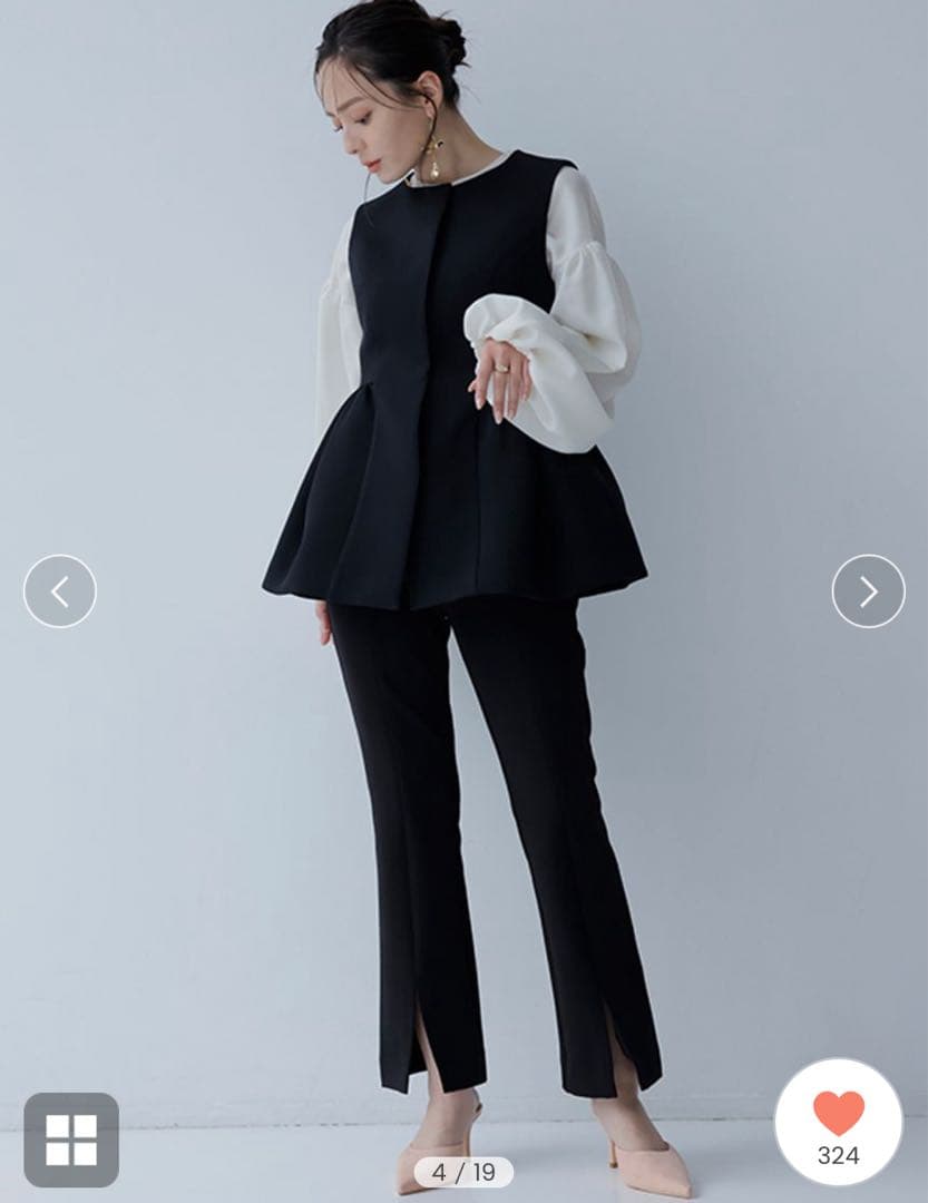 ペプラムフォルムトップス black anuans