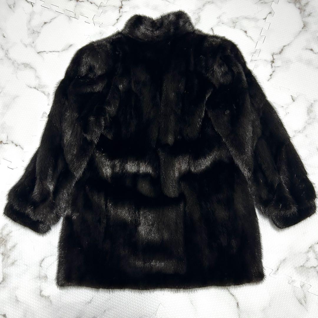 SAGA MINK ブラックミンク 本毛皮 コート 銀サガ リアルファー 艶◎