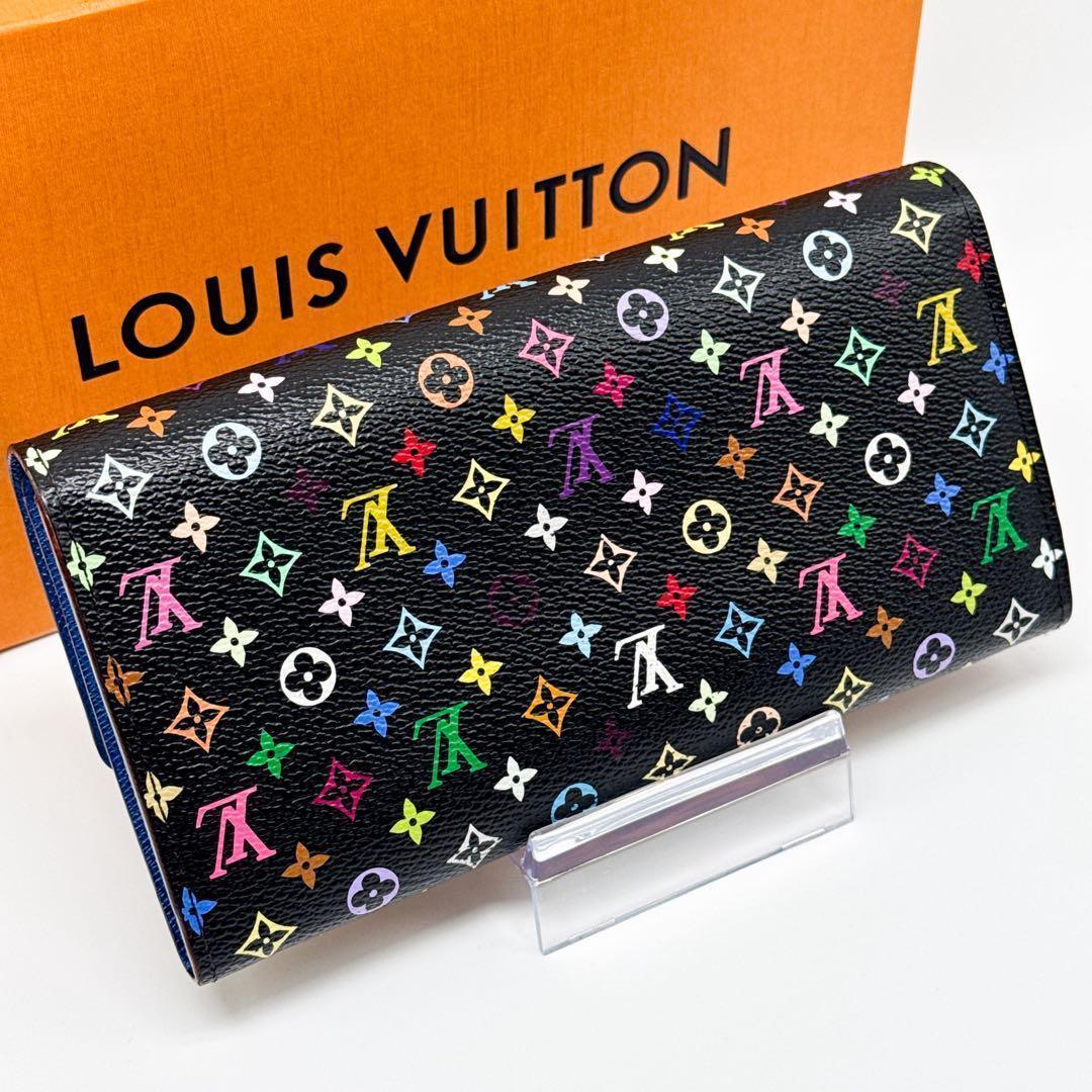 ルイヴィトン モノグラム ポルトフォイユ サラ マルチカラー 長財布 青 ブルー