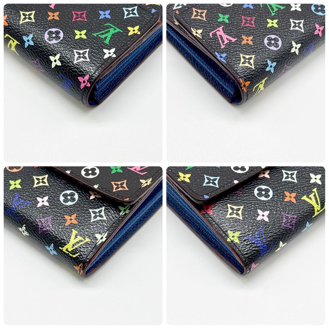 ルイヴィトン モノグラム ポルトフォイユ サラ マルチカラー 長財布 青 ブルー