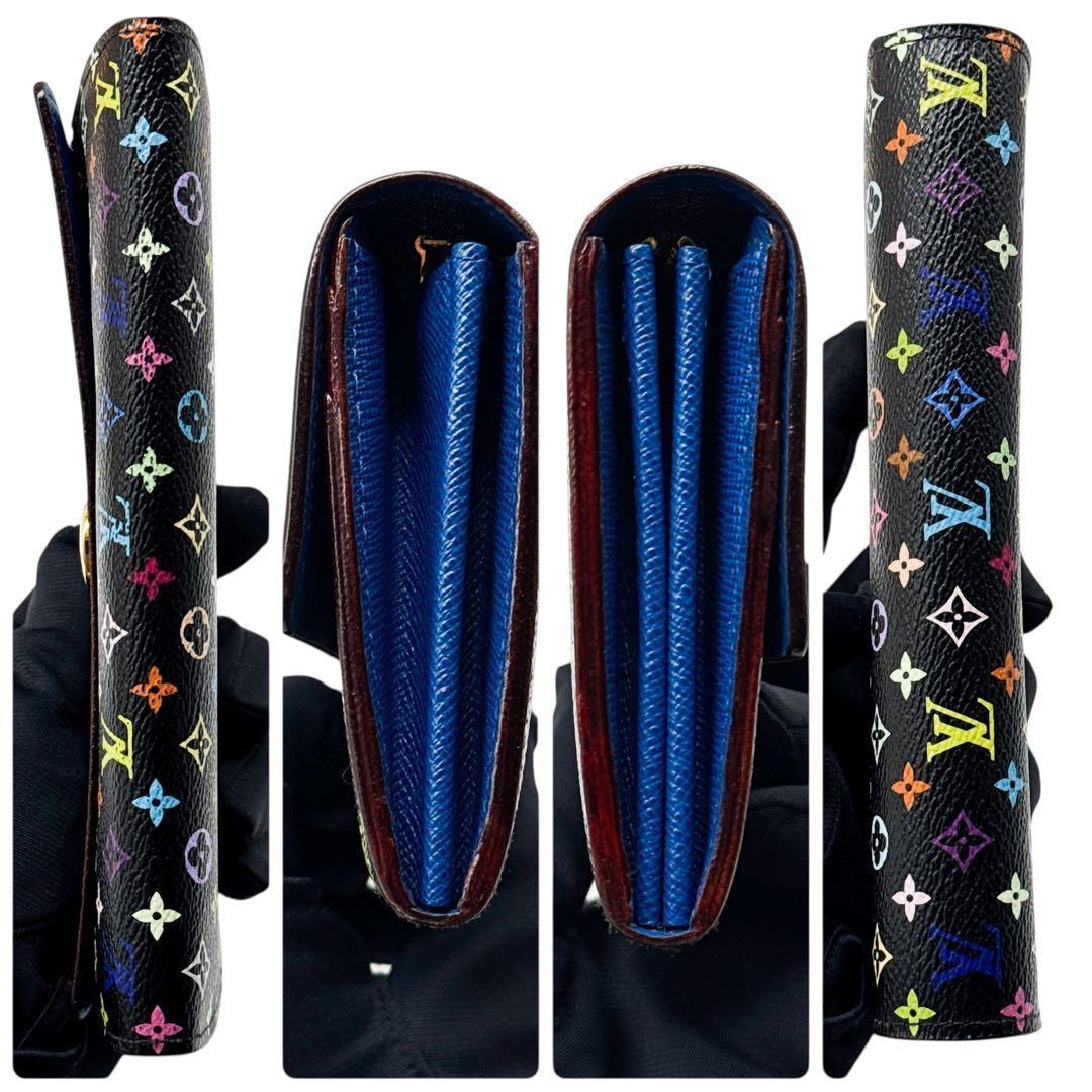 ルイヴィトン モノグラム ポルトフォイユ サラ マルチカラー 長財布 青 ブルー