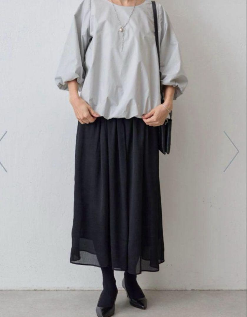 BEARDSLEY NEWシワシフォンギャザーパンツ黒s ビアズリー