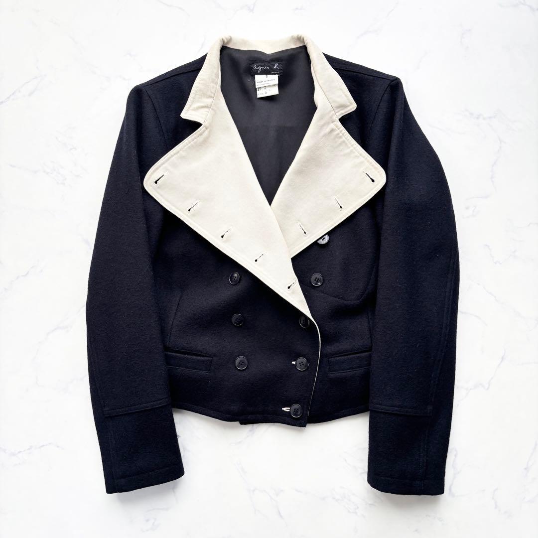 希少 アニエスベー ナポレオンジャケット ウール ネイビー 1
