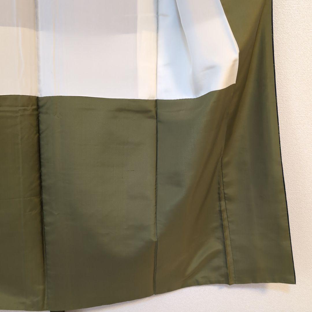 【三花】正絹　十日町紬　紺　薔薇　バラ　着物　リユース