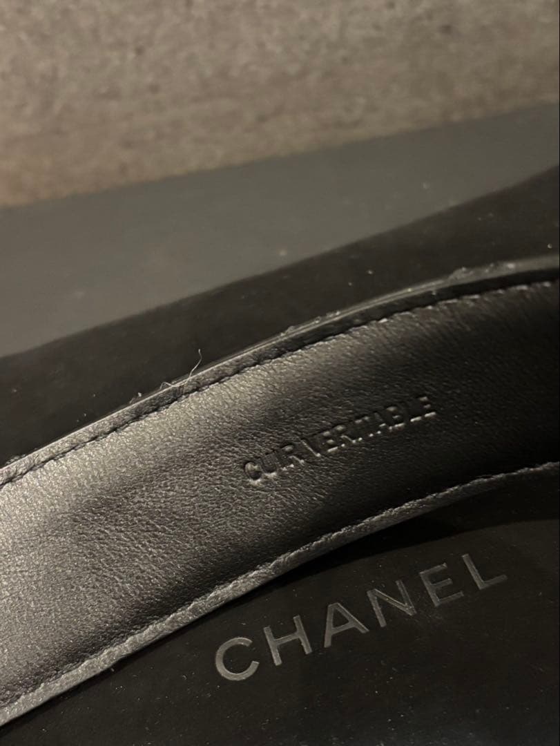 CHANEL チェーンロゴ　マトラッセレザー　ベルト70㎝★美品★