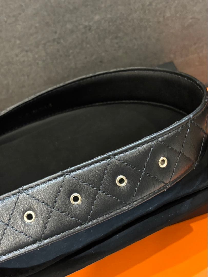 CHANEL チェーンロゴ　マトラッセレザー　ベルト70㎝★美品★