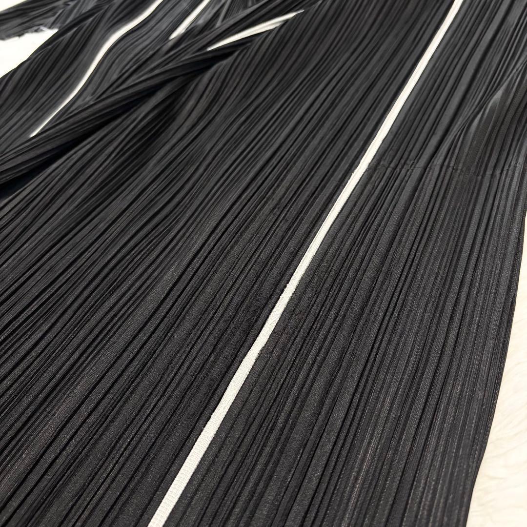 希少　プリーツプリーズ　ロングカーディガン　ポケット付き　ブラック　サイズ3