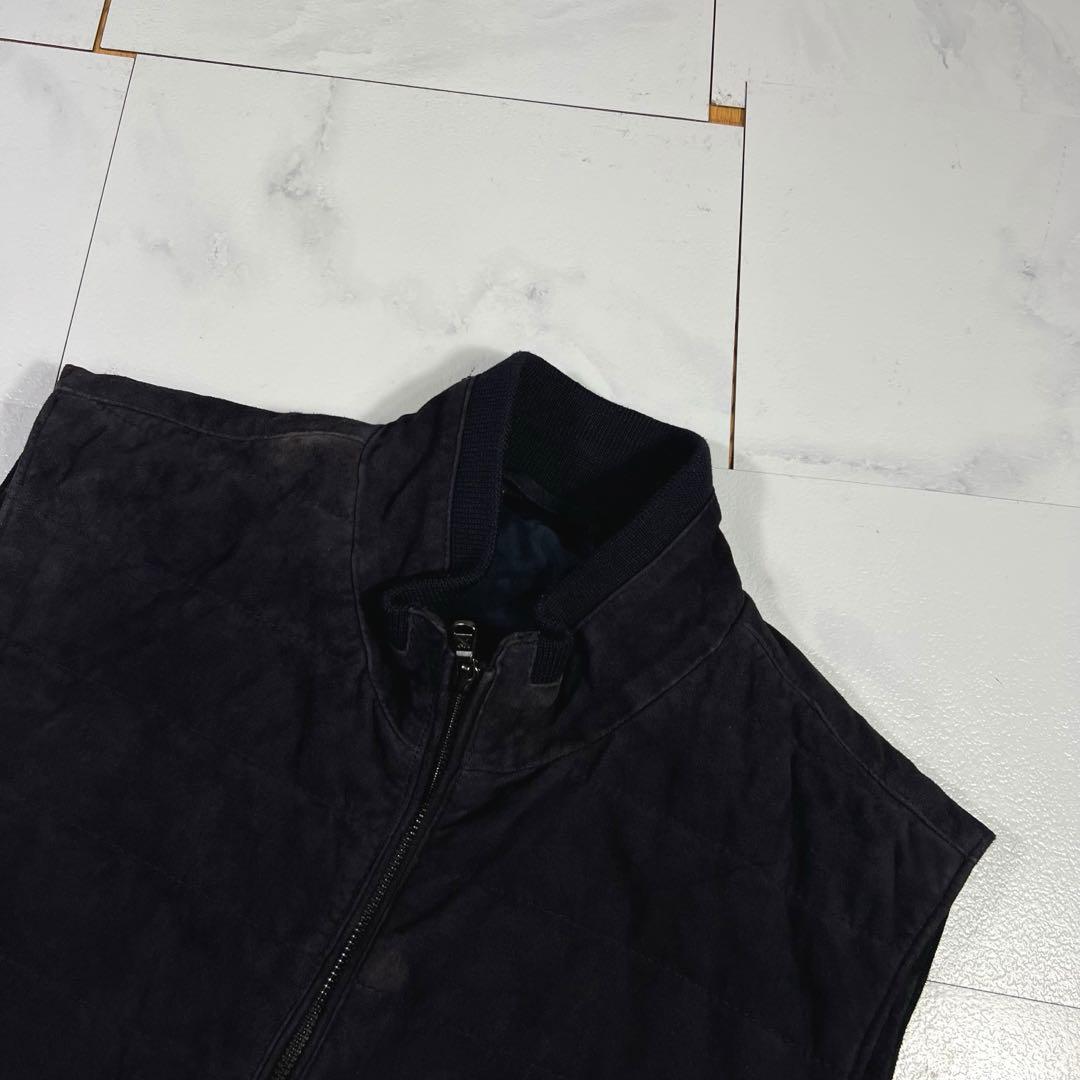 HACKETT LONDON ハケットロンドン レザーベスト L ネイビー