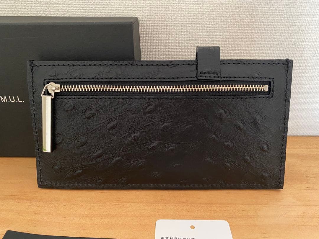 【未使用】M.U.L.／フラットロングウォレット(オーストリッチ)