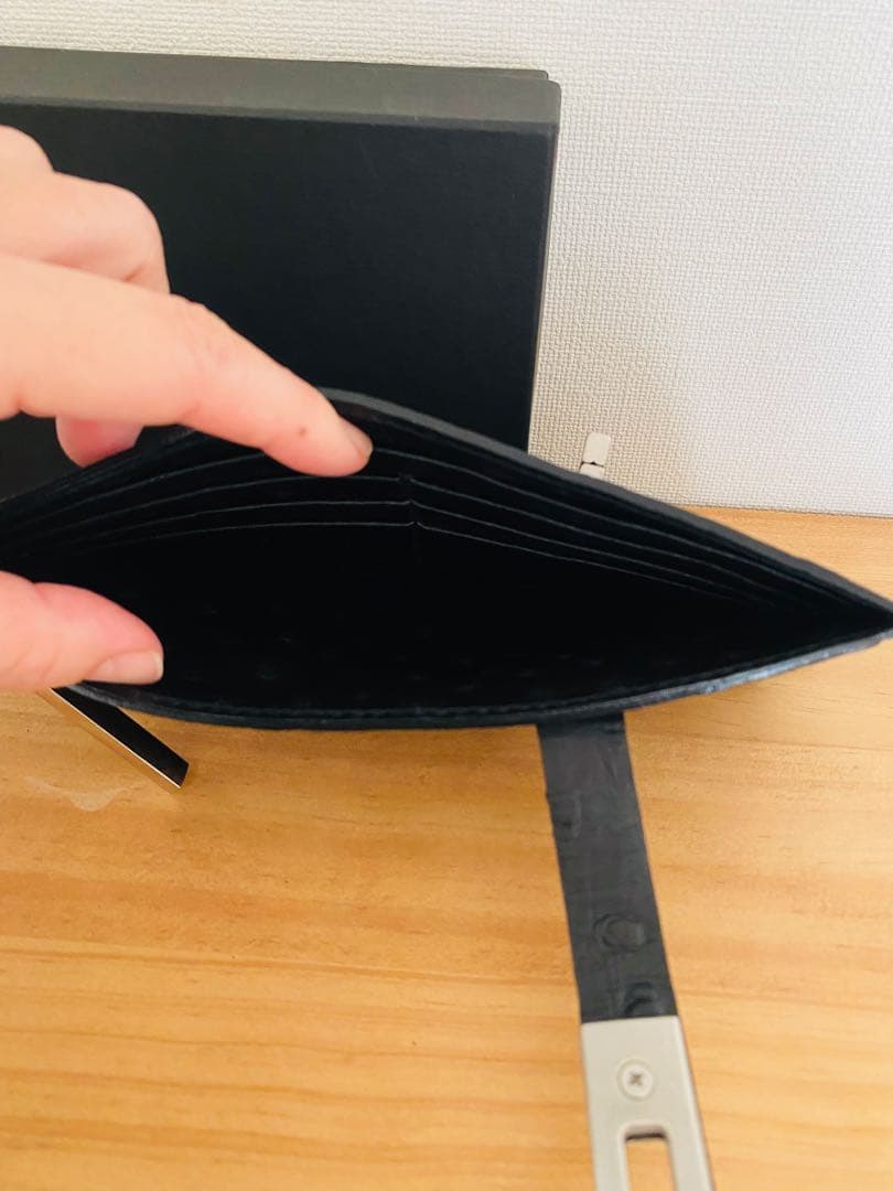 【未使用】M.U.L.／フラットロングウォレット(オーストリッチ)