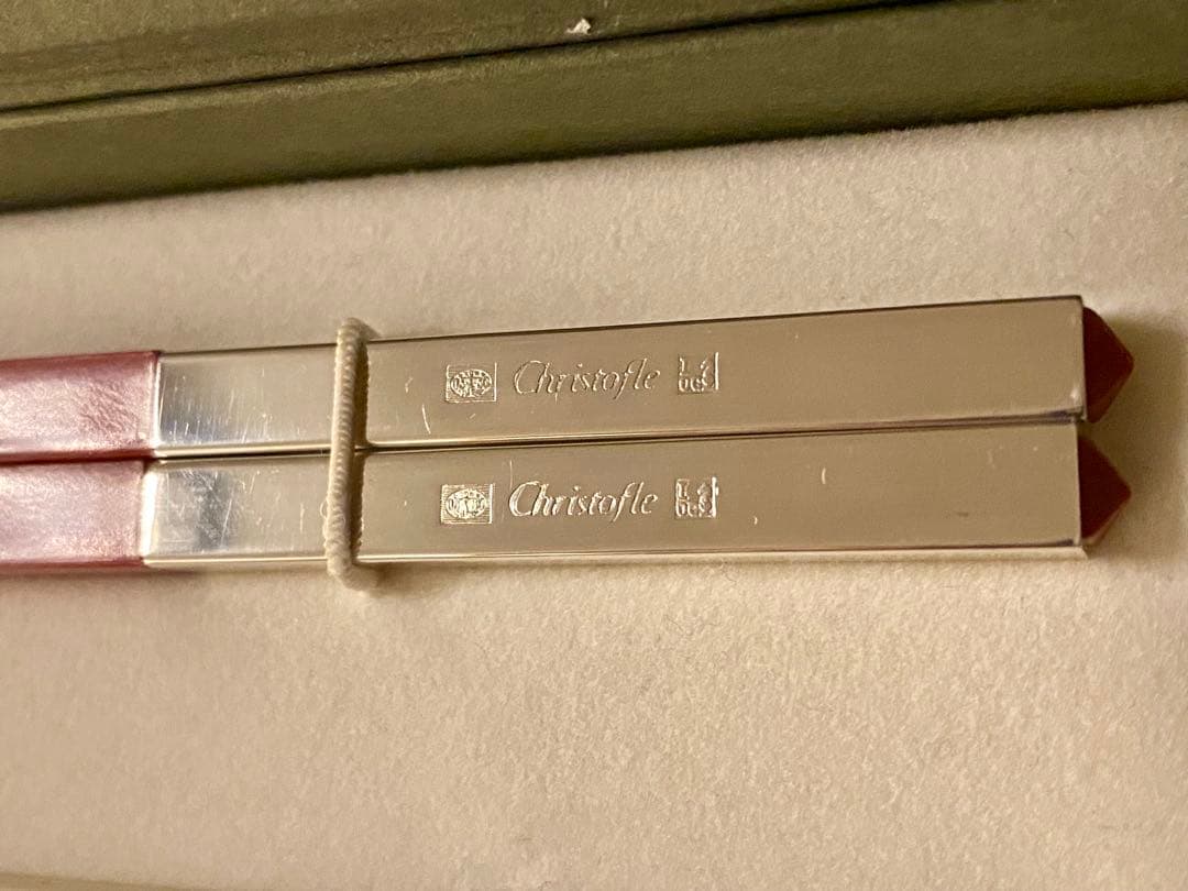 【☆極美品☆人気のお箸】クリストフル ユニ 紅白ペアお箸セット