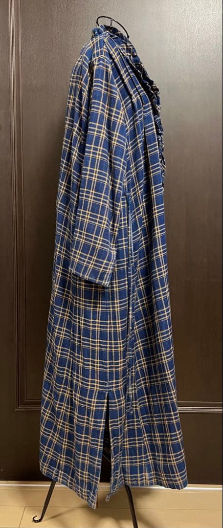 45R 藍インドネルチェックのカシュクールドレス