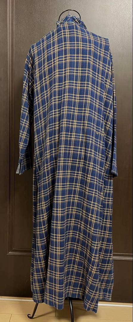 45R 藍インドネルチェックのカシュクールドレス