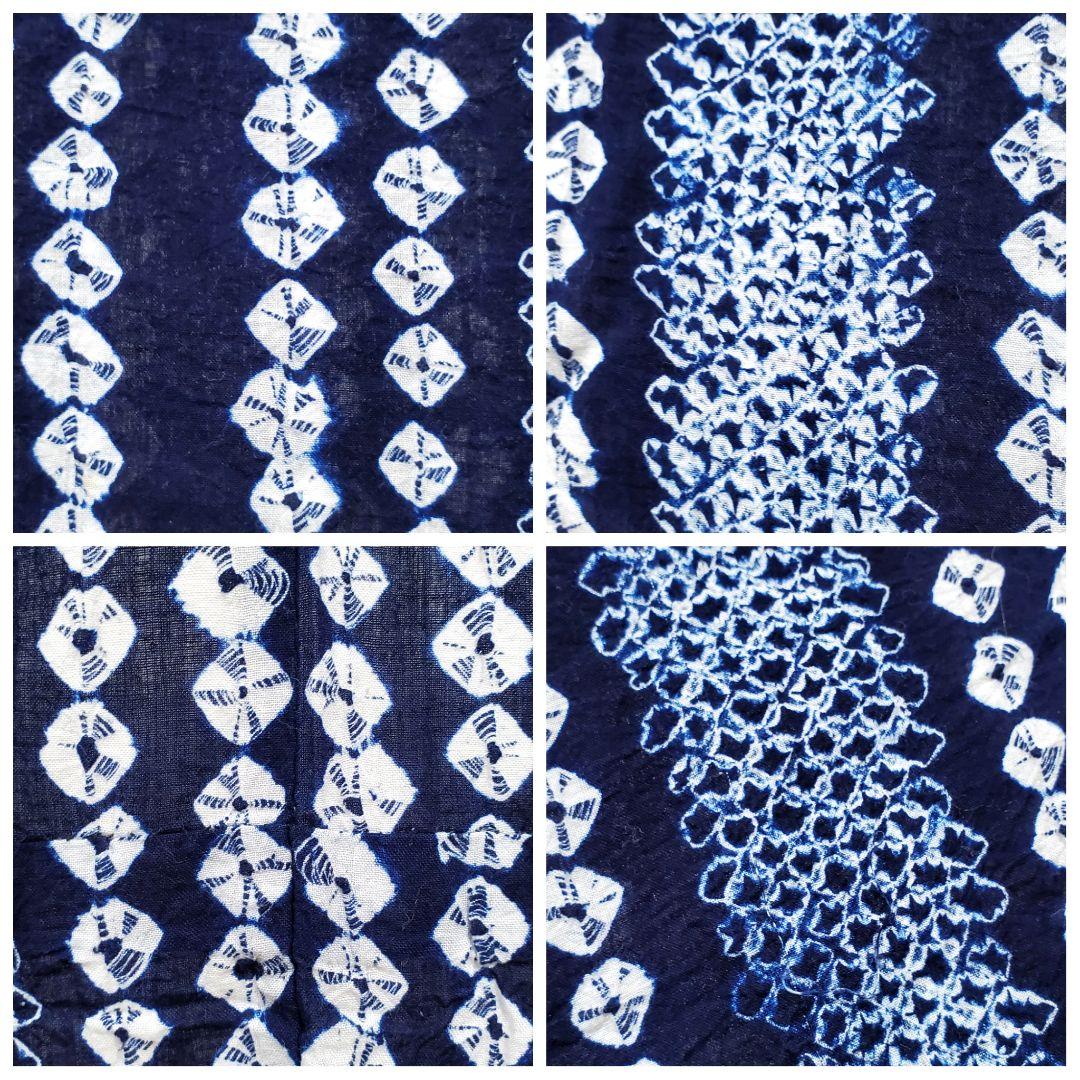 A9 有松鳴海絞り ストライプ模様 藍染 綿 浴衣 着物 13