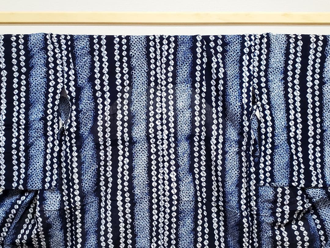 A9 有松鳴海絞り ストライプ模様 藍染 綿 浴衣 着物 13