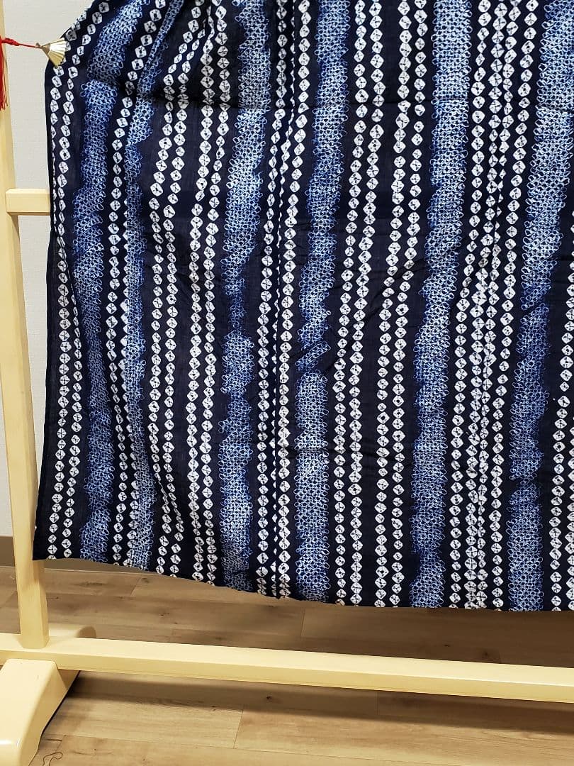A9 有松鳴海絞り ストライプ模様 藍染 綿 浴衣 着物 13