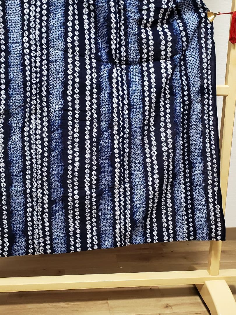 A9 有松鳴海絞り ストライプ模様 藍染 綿 浴衣 着物 13