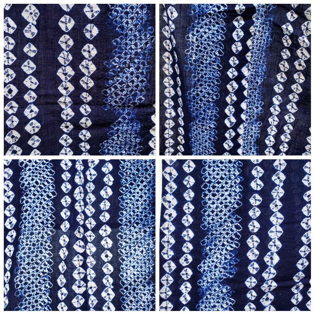 A9 有松鳴海絞り ストライプ模様 藍染 綿 浴衣 着物 13