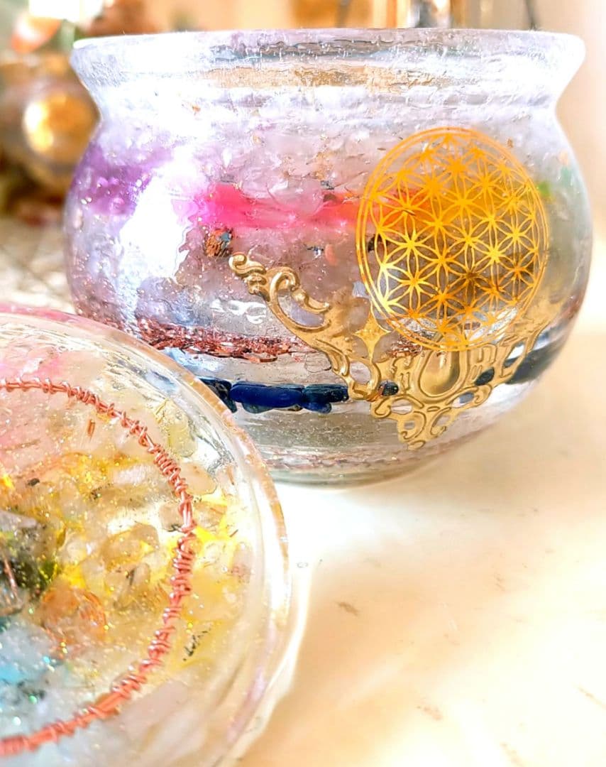 オルゴナイト　魔法壺　金運　浄化　引き寄せ　開運　活性化　インテリア　ルチル