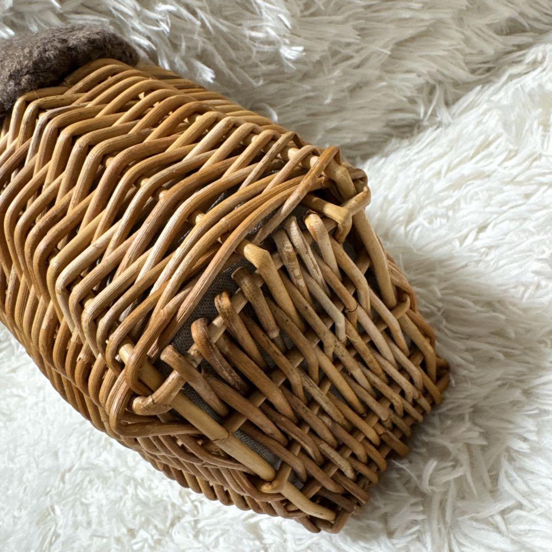 超希少！ 美品✨ エバゴス かごバッグ 紅藤 鏡付き ウール 被せハンドル