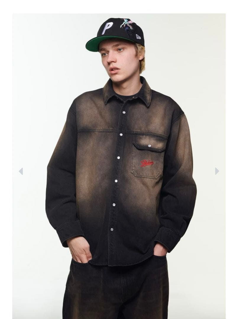 ジャケット・アウター palace SCRIPTY DENIM SHIRT SAND WASH M