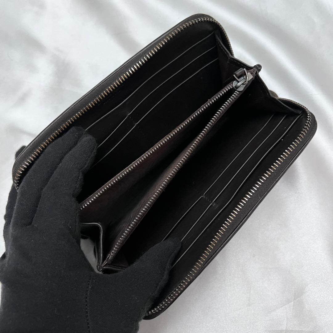 ◇極美品◇ボッテガヴェネタ　長財布　ラウンドファスナー　ダークブラウン　レザー