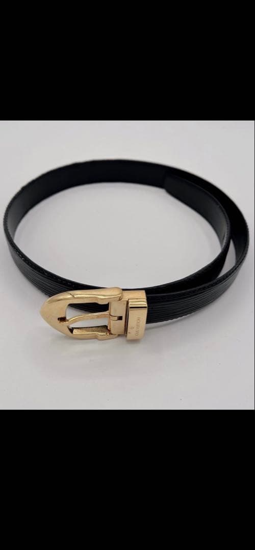 ルイヴィトン サンチュール レザーべルト ゴールドバックル　黒　110 44