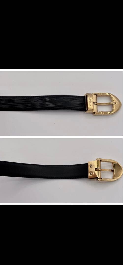 ルイヴィトン サンチュール レザーべルト ゴールドバックル　黒　110 44