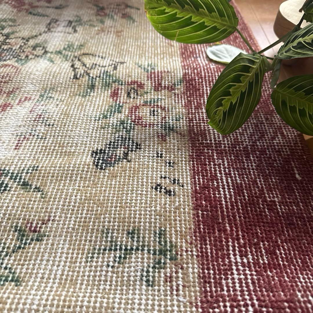 50×131アンティークボタニカル　ランナーラグ　トルコヴィンテージラグ