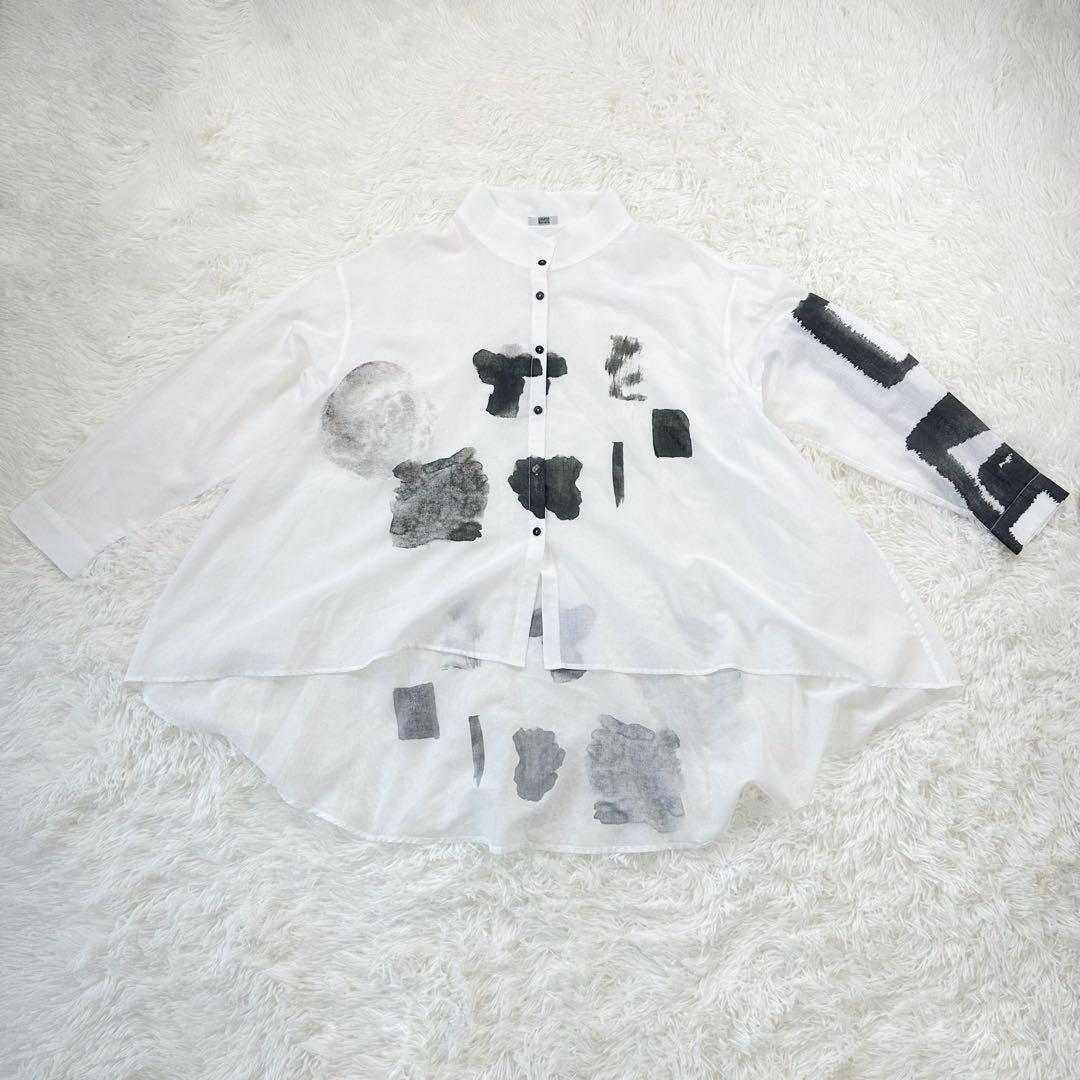 美品 モユル MOYURU シャツ チュニック アートデザイン コットン