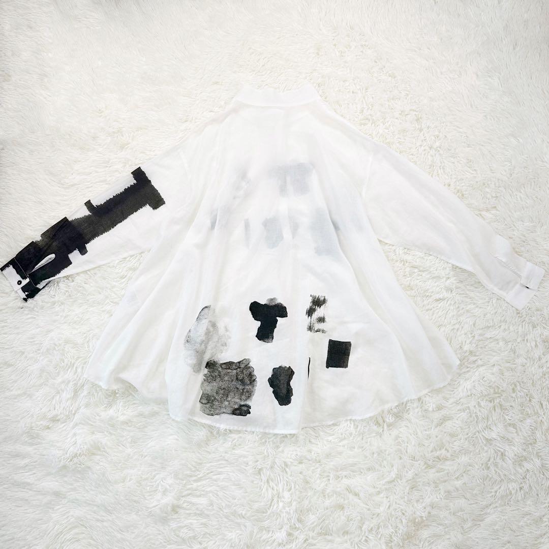 美品 モユル MOYURU シャツ チュニック アートデザイン コットン