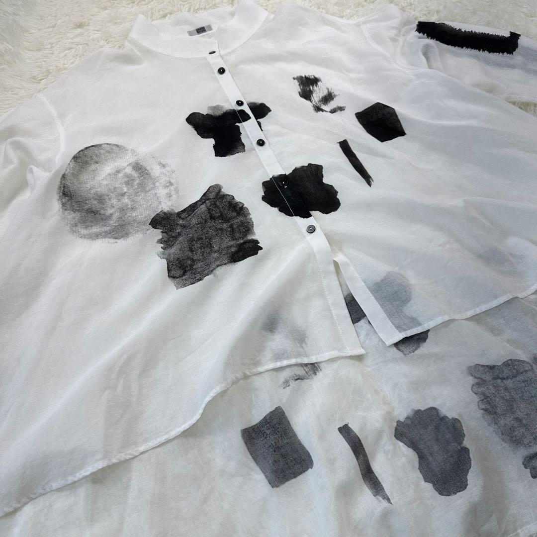 美品 モユル MOYURU シャツ チュニック アートデザイン コットン