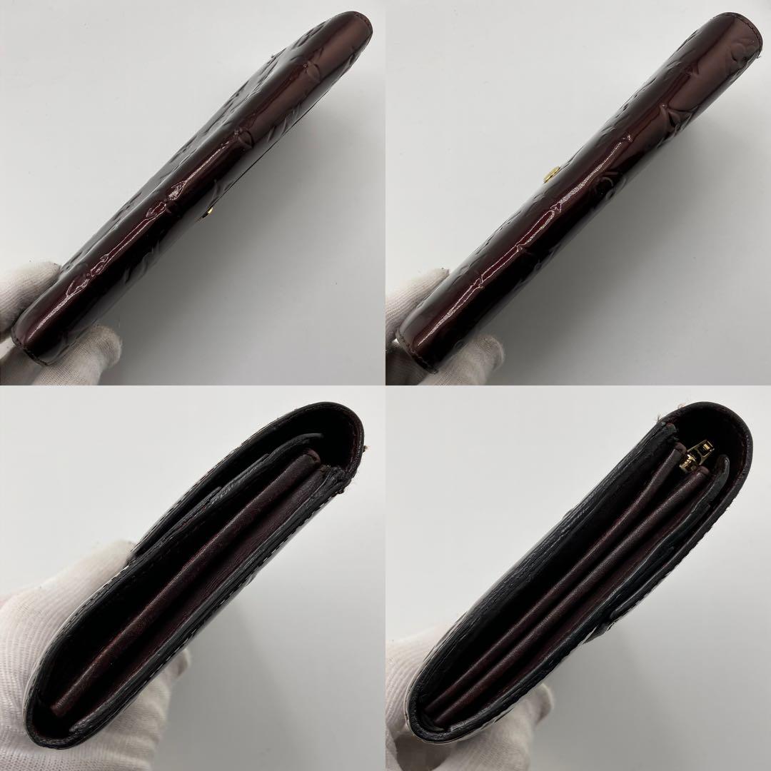 人気✨美品✨ルイヴィトン モノグラム ヴェルニ ポルトフォイユ サラ アマラント