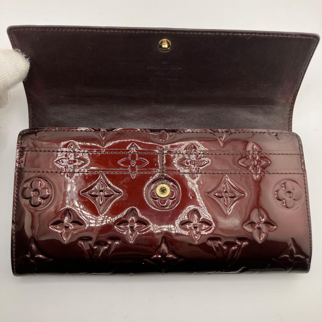 人気✨美品✨ルイヴィトン モノグラム ヴェルニ ポルトフォイユ サラ アマラント