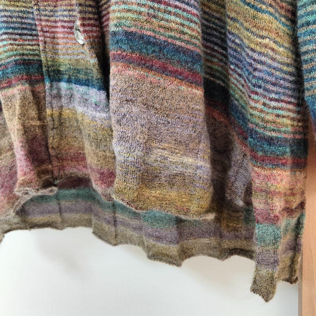 試着のみ美品✨ M.&KYOKO マルチボーダー カーディガン モヘヤ フリー