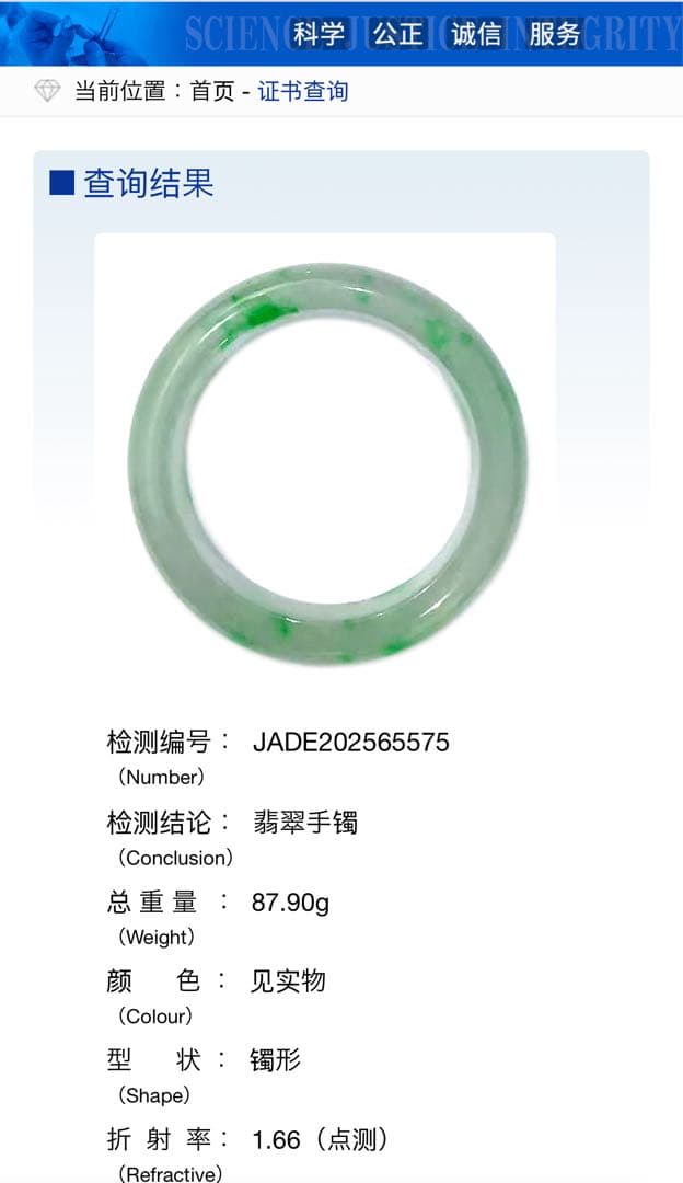 翡翠　ヒスイ　鑑定書付　バングル