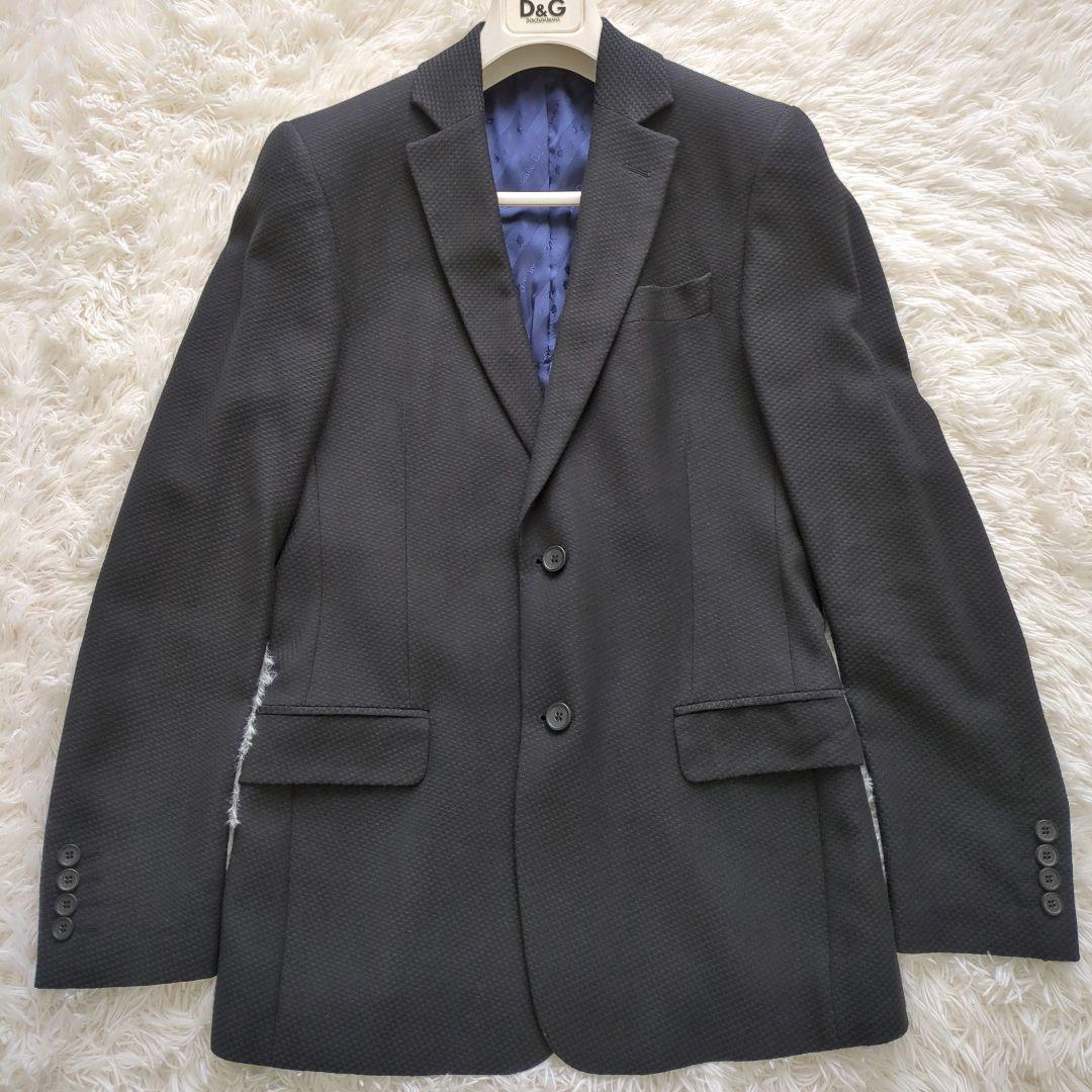 【鑑定済】Dolce&Gabbana　スーツセットアップ　ブラック　総裏　格子柄