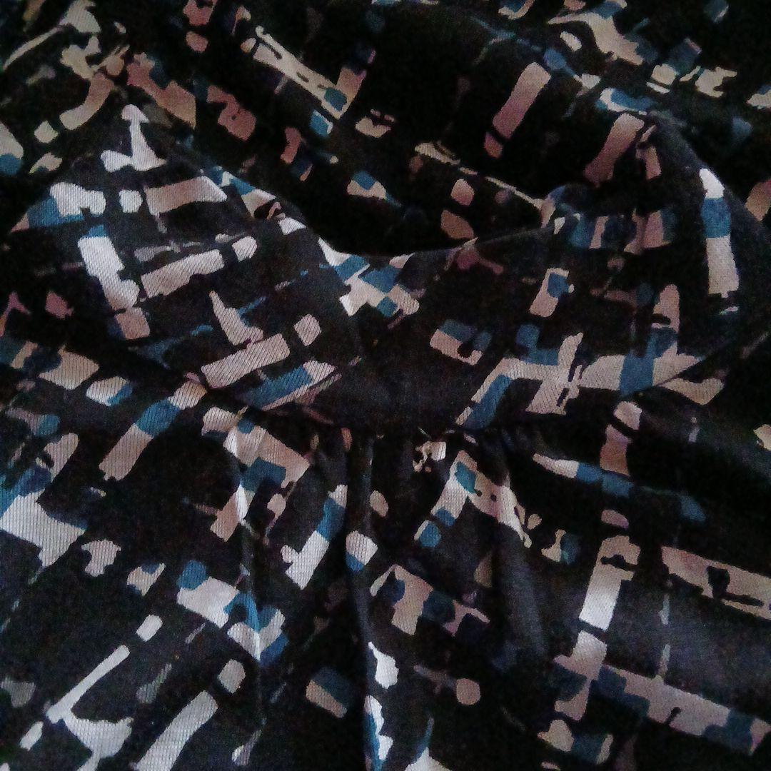 Leilian レリアン　幾何学模様の長袖チュニック　サイズ13プラス　ネイビー