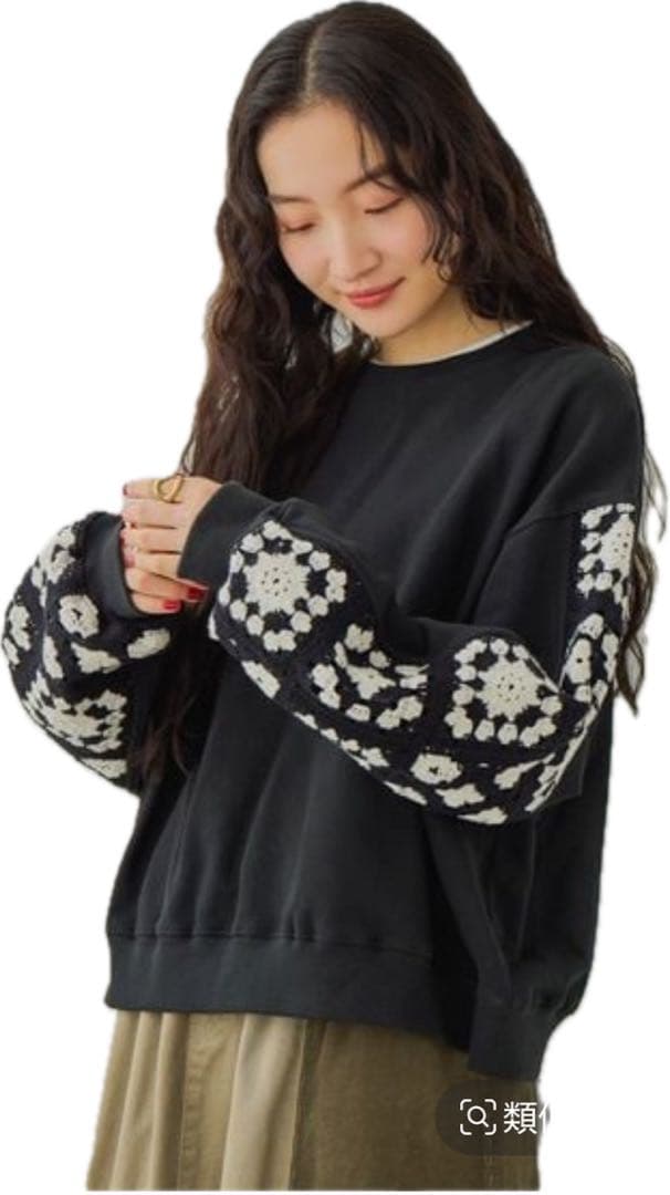 niko and... クロシェコンビプルオーバーL 新色 ブラックニコアンド