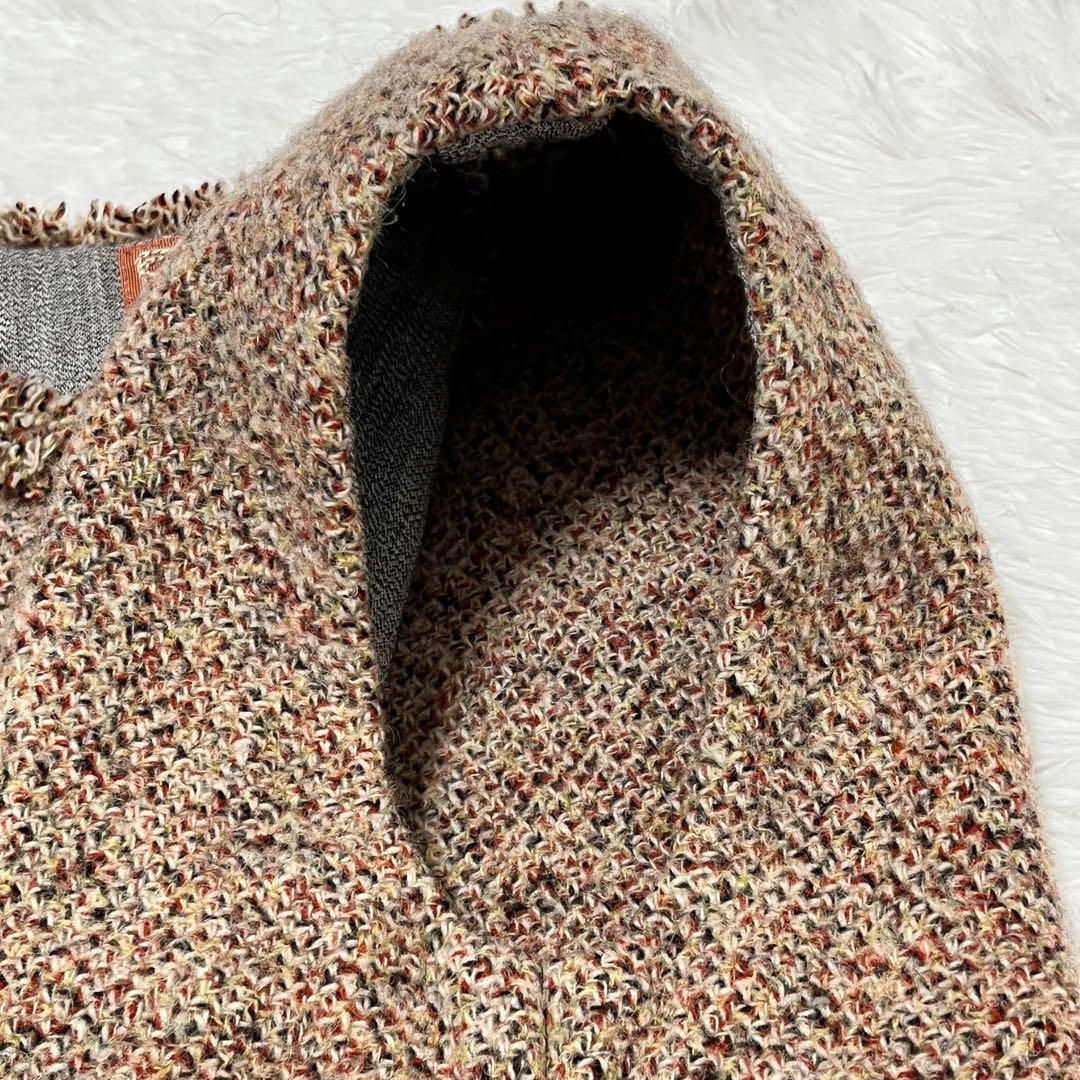 umii 908 45rpm ツィードベスト フリンジ ウール モヘア混 S