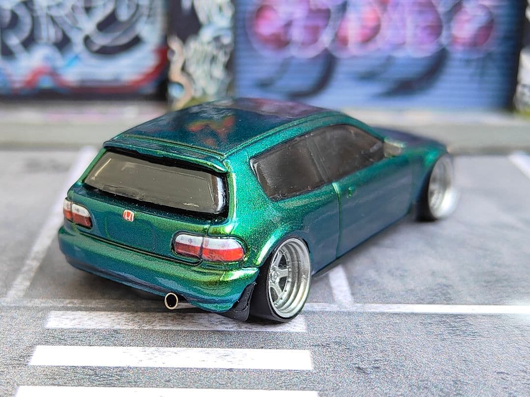 ホットウィールカスタム ホンダ シビック EG6 マジョーラ緑 ☆トミカ改造