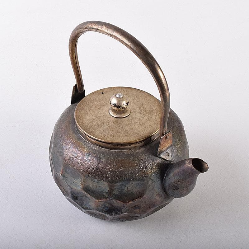 煎茶道具　いぶし銀　槌目　銀瓶　湯沸　急須　重さ約262g　C　8043