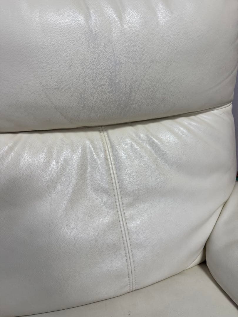 ホワイトレザー自動リクライニングソファ