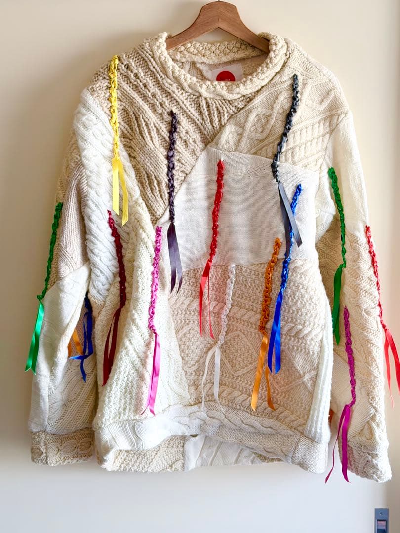 HIRO パッチワーク　リボン　ニット