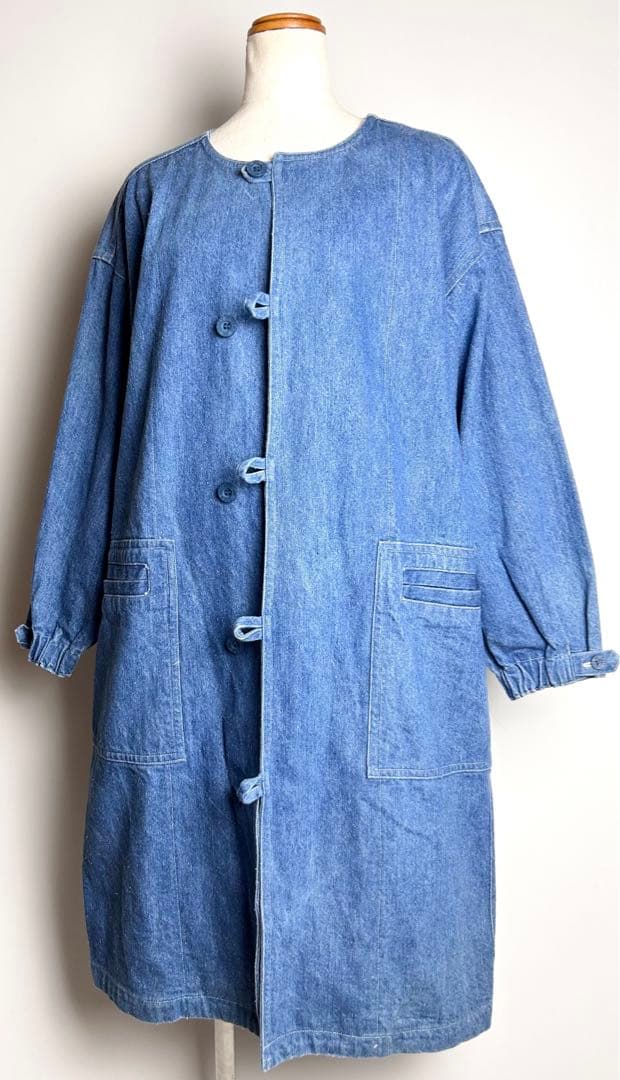 【希少】イッセイミヤケ/80sデニムノーカラーコート/日本エプロン協会/日本製