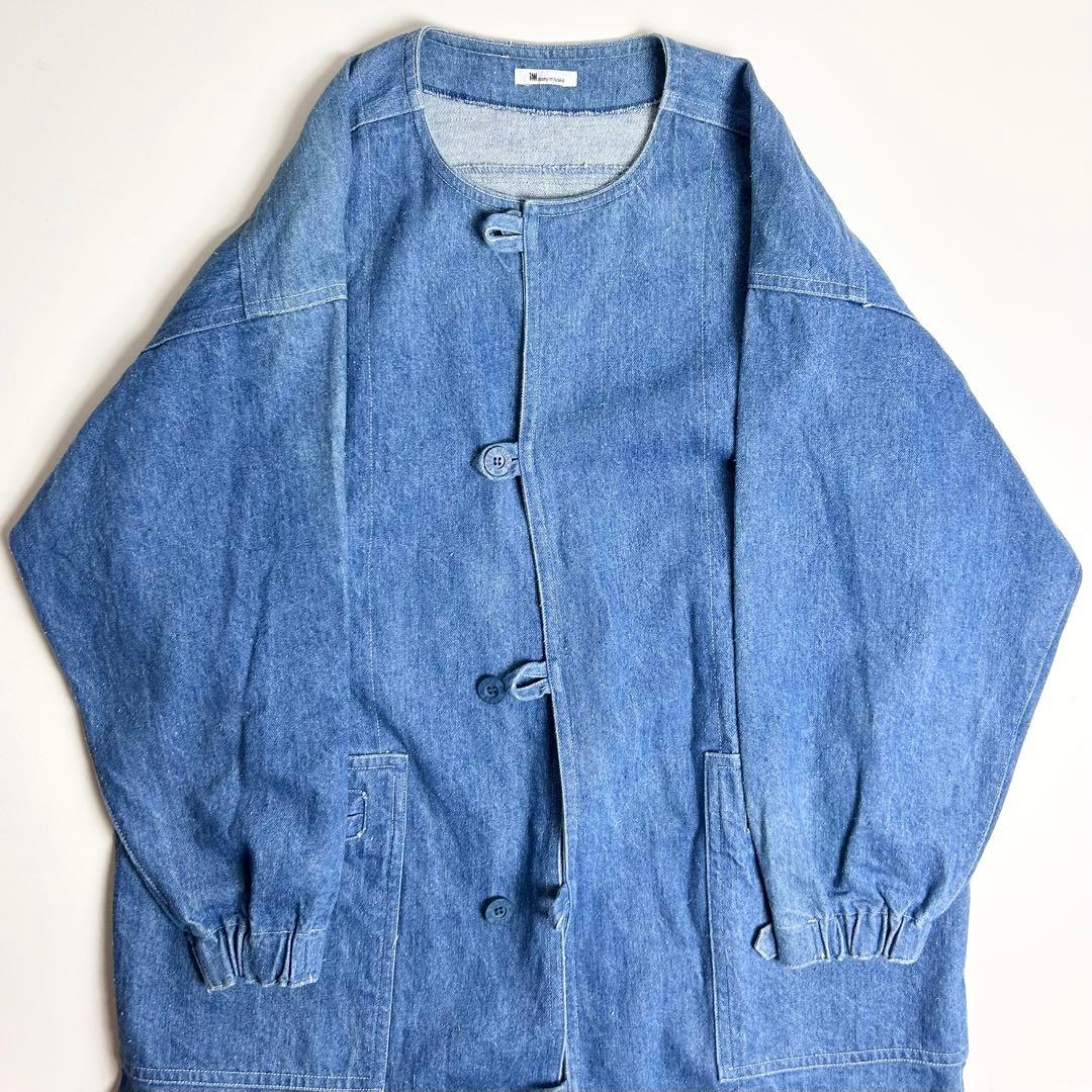 【希少】イッセイミヤケ/80sデニムノーカラーコート/日本エプロン協会/日本製