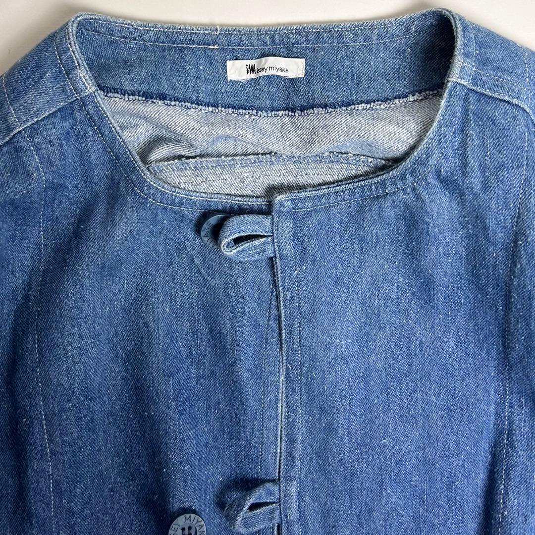【希少】イッセイミヤケ/80sデニムノーカラーコート/日本エプロン協会/日本製