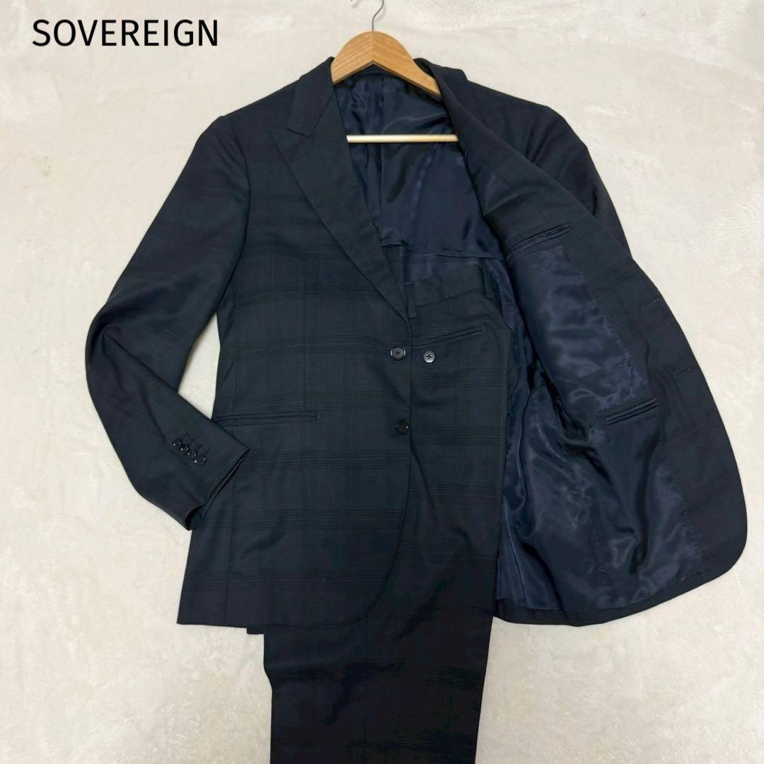 SOVEREIGN ソブリン　セットアップ　チェック　ネイビー　サイズ50