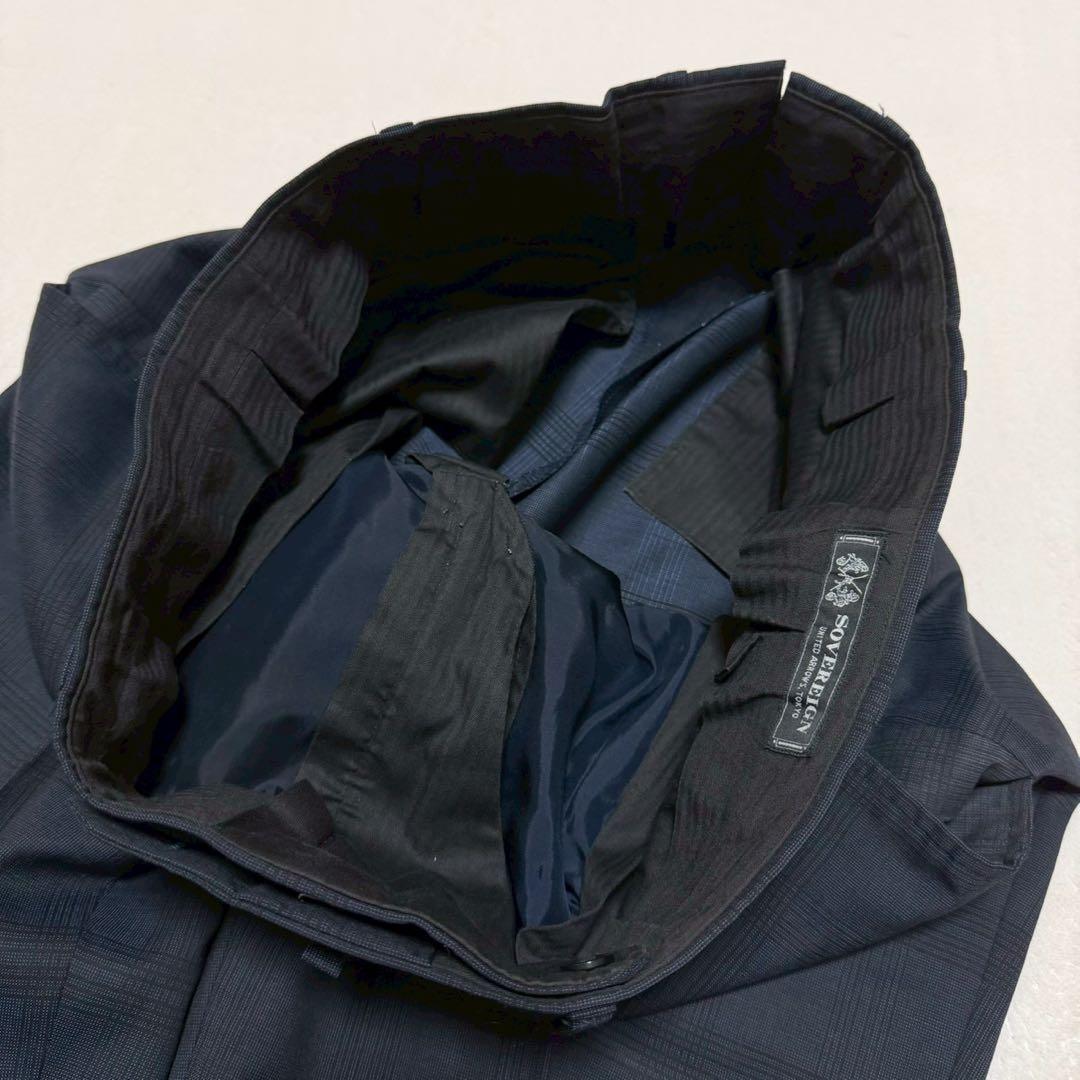 SOVEREIGN ソブリン　セットアップ　チェック　ネイビー　サイズ50