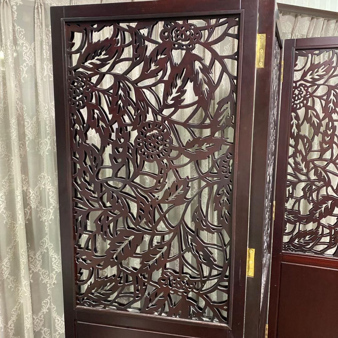 む*え様 パーテーション 衝立 三つ折り屏風 英国家具 マホガニー材